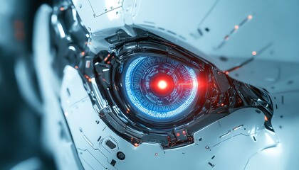 Futuristic robotic eye with LED lights.