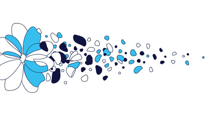 Abstract Floral Arrangement with Blue and Black Elements