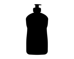 Black silhouette of a plastic bottle with a dispenser for liquid soap
