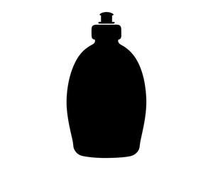 Black Silhouette of a Dish Soap Bottle on a White Background