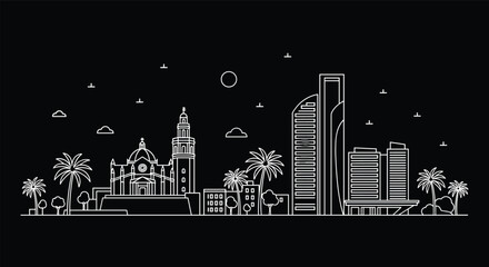 Valencia City Spain Urban Skyline Silhouette Minimal