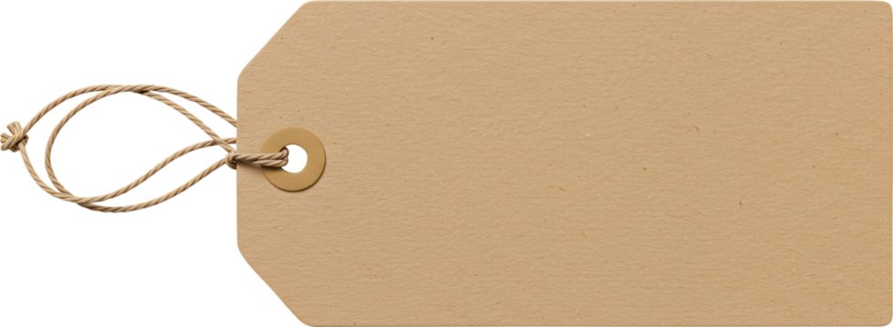 Rustic Kraft Paper Tag with Twine and Reinforced Eyelet Detail.