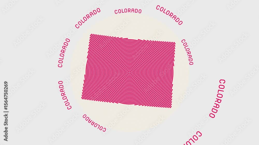 Poster colorado shape with dynamic circles visual effect. animation of colorado logo appearing from rotatin