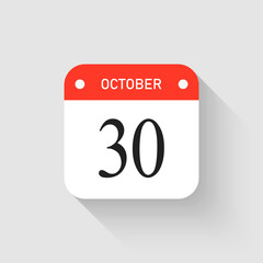 Vector icon page day calendar - 30 October month