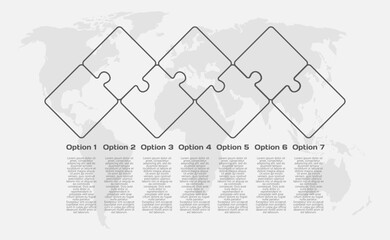Seven steps line infographic, puzzle diagram