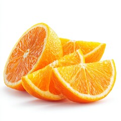 Juicy orange slices, freshly cut and ready to be enjoyed. The vibrant color and texture of the fruit are captured beautifully. 