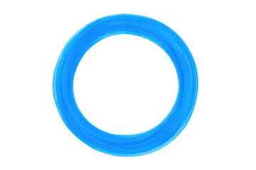 Blue acrylic paint brushstroke creating seamless circular ring, representing infinity, cosmic connection against transparent surface