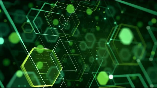 Stunning tech website animation, with bright green tones and geometric elements