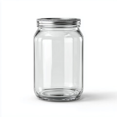 Empty Glass Jar with Metal Lid - Mockup , PNG isolated cut out image