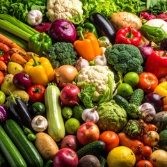 A vibrant bounty of fresh, colorful fruits and vegetables