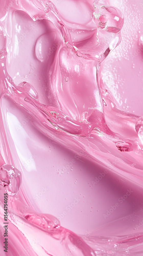 Poster swirling liquid patterns create mesmerizing pink hues in a clear environment during midday light