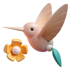 Cute 3D Hummingbird and Flower Design for Spring/Summer