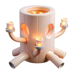Abstract, Modern Candle Holder Design Rendered in Light Beige