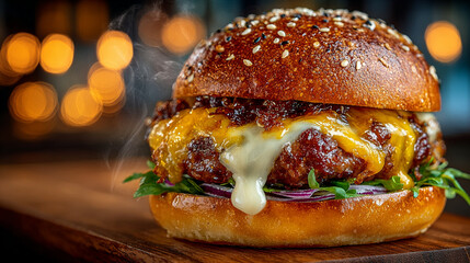 Cheeseburger Classico / Panino con Carne e Formaggio / Street Food Americano / Gusto Irresistibile