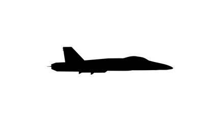 Silhouette of a fighter jet, side view, against a white background.