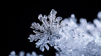 Delicate frostwork ice crystals, a study in natural elegance and minimalist beauty.
