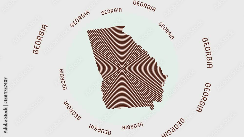 Poster georgia shape with dynamic circles visual effect. animation of georgia logo appearing from rotating 