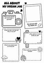 All About My Dream Job Writing Prompt Worksheets for Grades 2–5, Creative Career Writing, Sentence Building, Future Job Exploration Activity, Back to School Activity