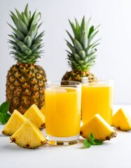 Refreshing Pineapple Juice with Fresh Fruit Slices.