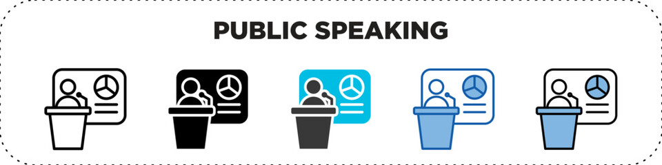 Public Speaking Icon Pack Line Glyph