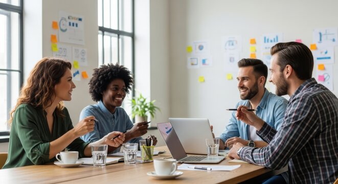 Diverse team collaborating effectively in a modern office environment