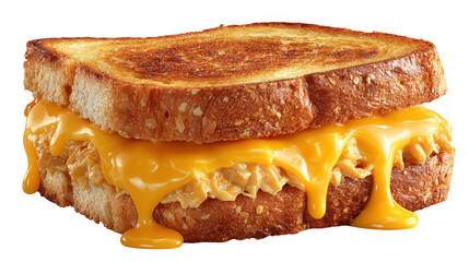 Melted cheese sandwich on black background on transparent background