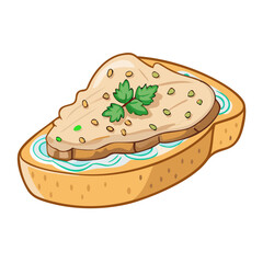 Savory Open-Faced Sandwich Vector. Delicious Bruschetta, Toast, or Appetizer
