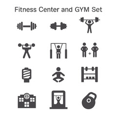 fitness center and gym icon set illustration