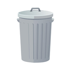 Gray Garbage Can with Lid Vector. Trash, Waste Disposal, and Recycling Container Icon