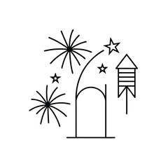 Naklejka premium Festive fireworks and rockets line art design for celebratory events and new year occasions