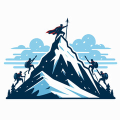illustration of a person climbing a mountaiun 