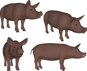 silhouette vector illustration design of farm pig animal for meat stock