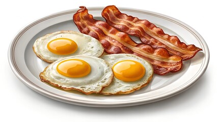 Classic breakfast plate with fried eggs and crispy bacon