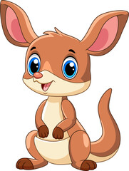 Illustration of Little cute kangaroo cartoon on white background