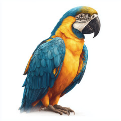Fototapeta premium Stunning Blue and Yellow Macaw Illustration , PNG isolated cut out image
