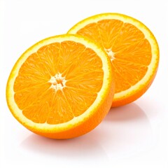 Two fresh orange halves isolated on a white background