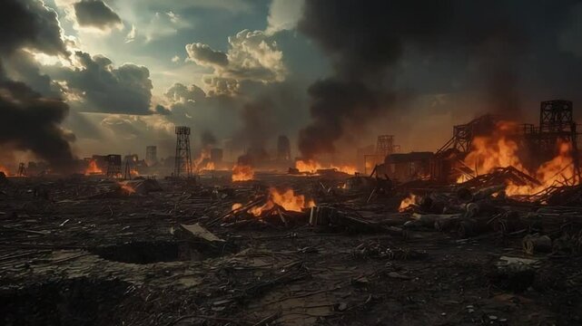 Post-War Wasteland &ndash; Burned Battlefield After Destruction