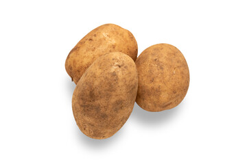 Raw potatoes isolated no background cutout
