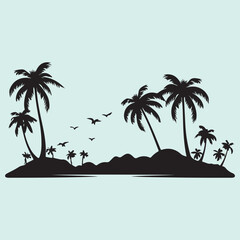 Fototapeta premium Beach Landscape Constructor Silhouette Scene Creator Pack