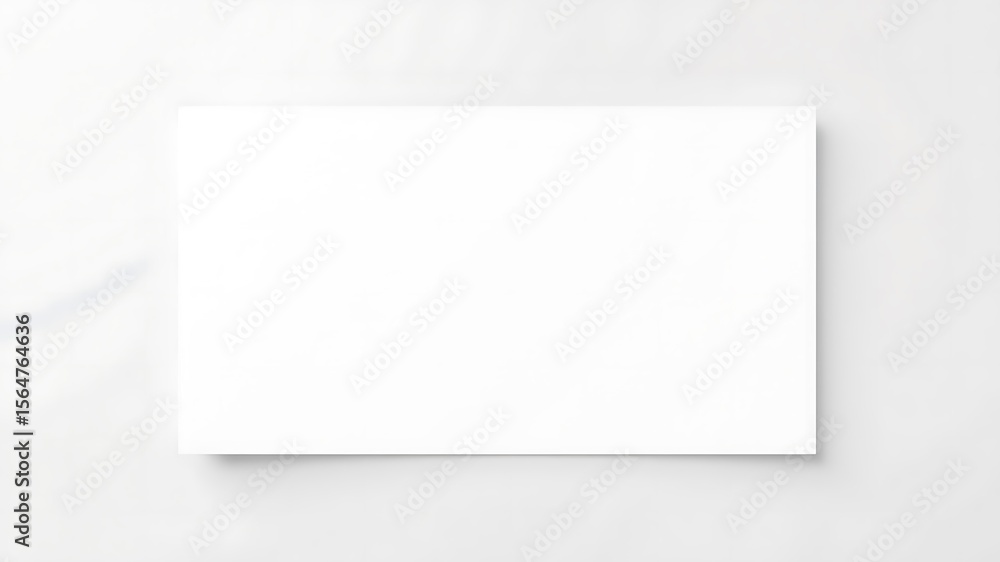 Poster a blank white rectangular canvas or paper rests on a subtly textured light gray surface with soft sh