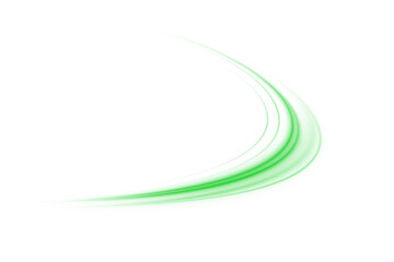 Glowing green laser trace PNG with motion blur and urban light stripes. Futuristic energy lines on green background for modern technological art, sci-fi design or abstract overlays