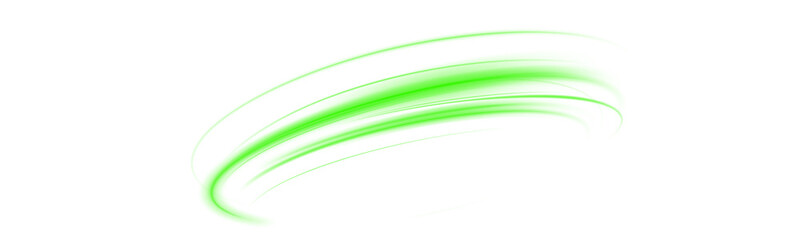 Glowing green laser trace PNG with motion blur and urban light stripes. Futuristic energy lines on green background for modern technological art, sci-fi design or abstract overlays