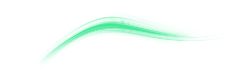 Glowing green laser trace PNG with motion blur and urban light stripes. Futuristic energy lines on green background for modern technological art, sci-fi design or abstract overlays