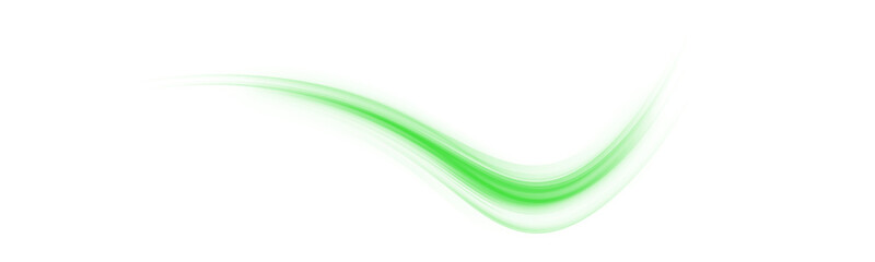 Glowing green laser trace PNG with motion blur and urban light stripes. Futuristic energy lines on green background for modern technological art, sci-fi design or abstract overlays