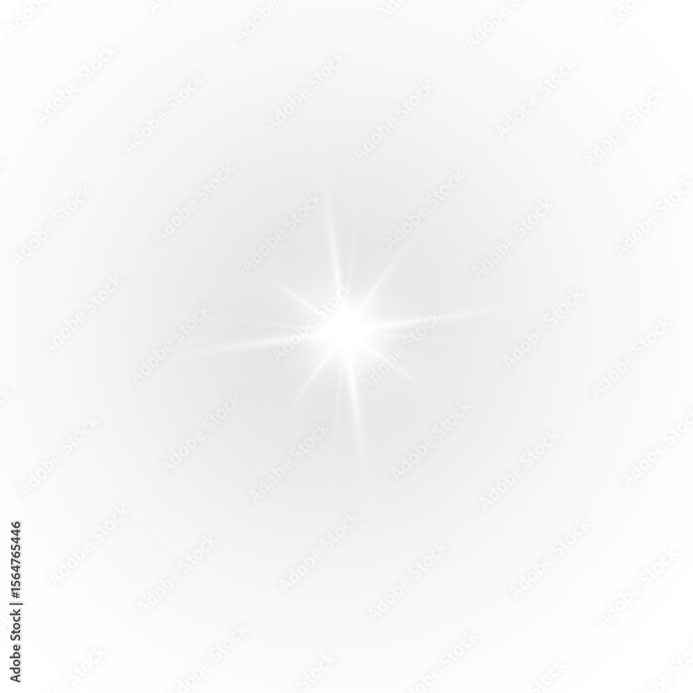 Poster star flashed with sparkles sun isolated on white background. soft glow , sunlight with lens flare ef