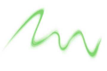 Glowing green laser trace PNG with motion blur and urban light stripes. Futuristic energy lines on green background for modern technological art, sci-fi design or abstract overlays