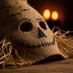 Halloween Scarecrow Mask on Wood
