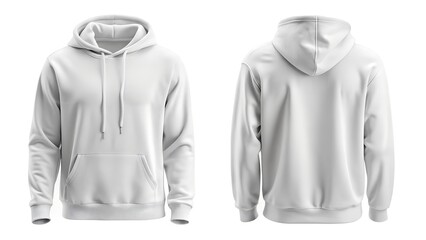 White hoddie on transparent background collection set