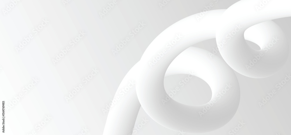 Poster abstract 3d curves in soft white gradient