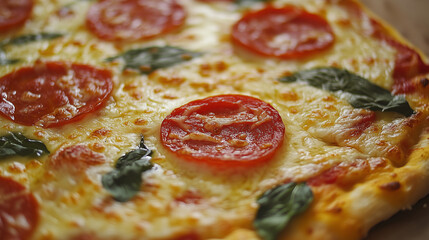 Close up of pizza margherita background.
